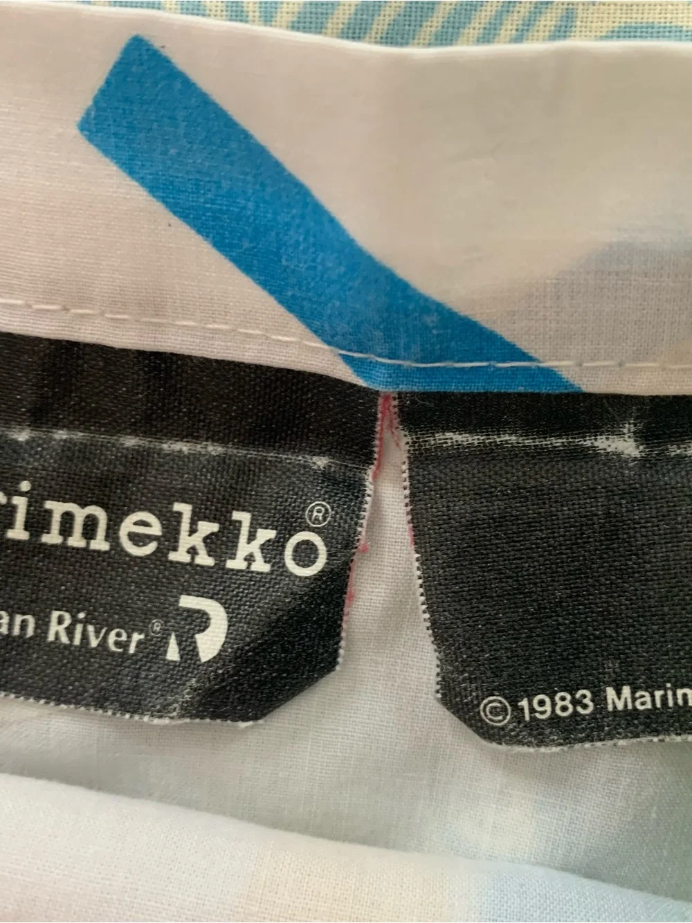 Rare Vintage Marimekko Boats Print by Dan River, 1983. Flat Sheet and Pillowcase